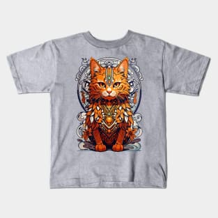 Orange kitten retro vintage boho design Kids T-Shirt